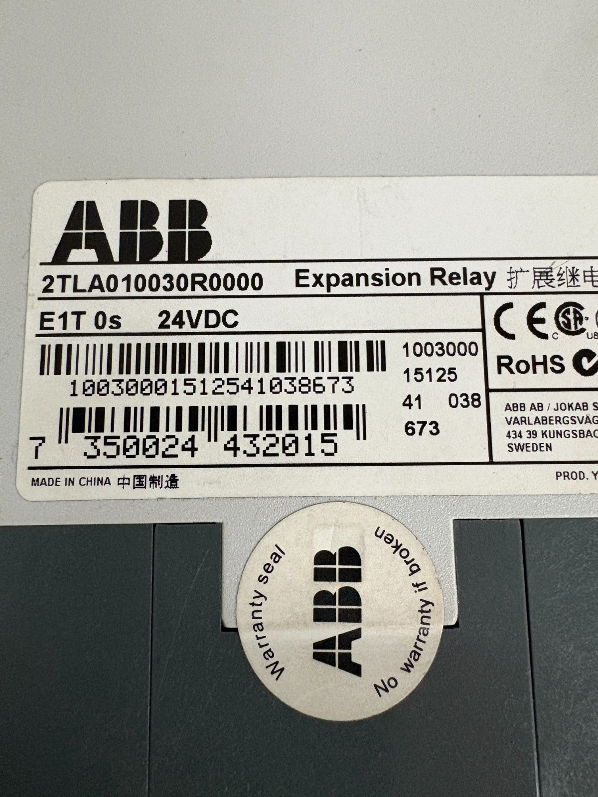 ABB EXPANSION RELAY E1T OS 24VDC 2TLA 010030 R0000