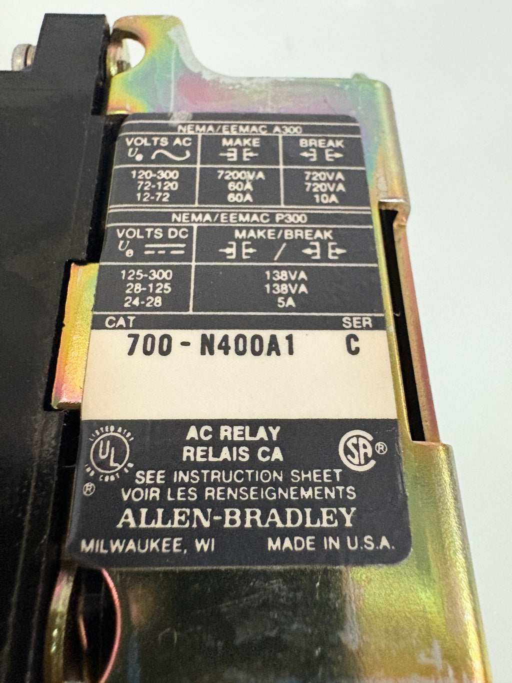 LOT OF 2 ALLEN BRADLEY A C RELAY 700-M400A12