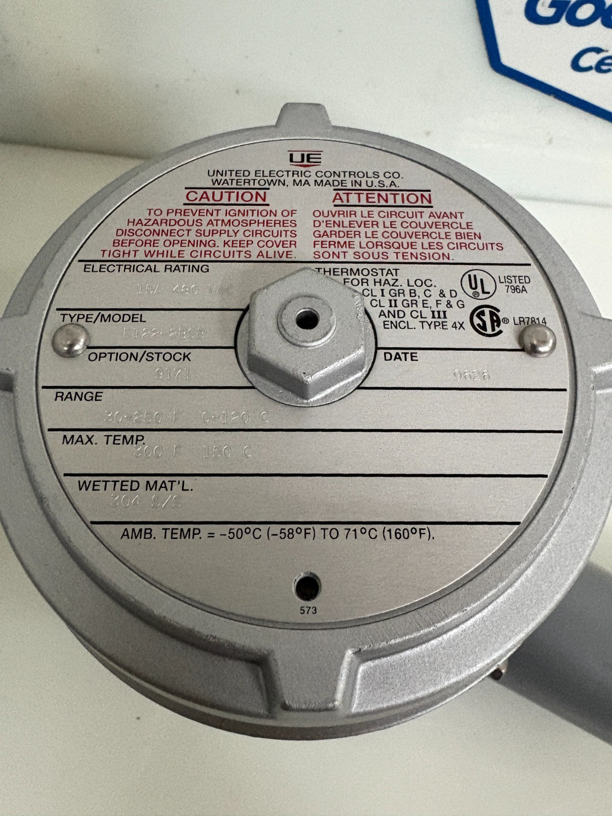 UNITED ELECTRIC CONTROLS TEMPERATURE SWITCH E122-2BSB