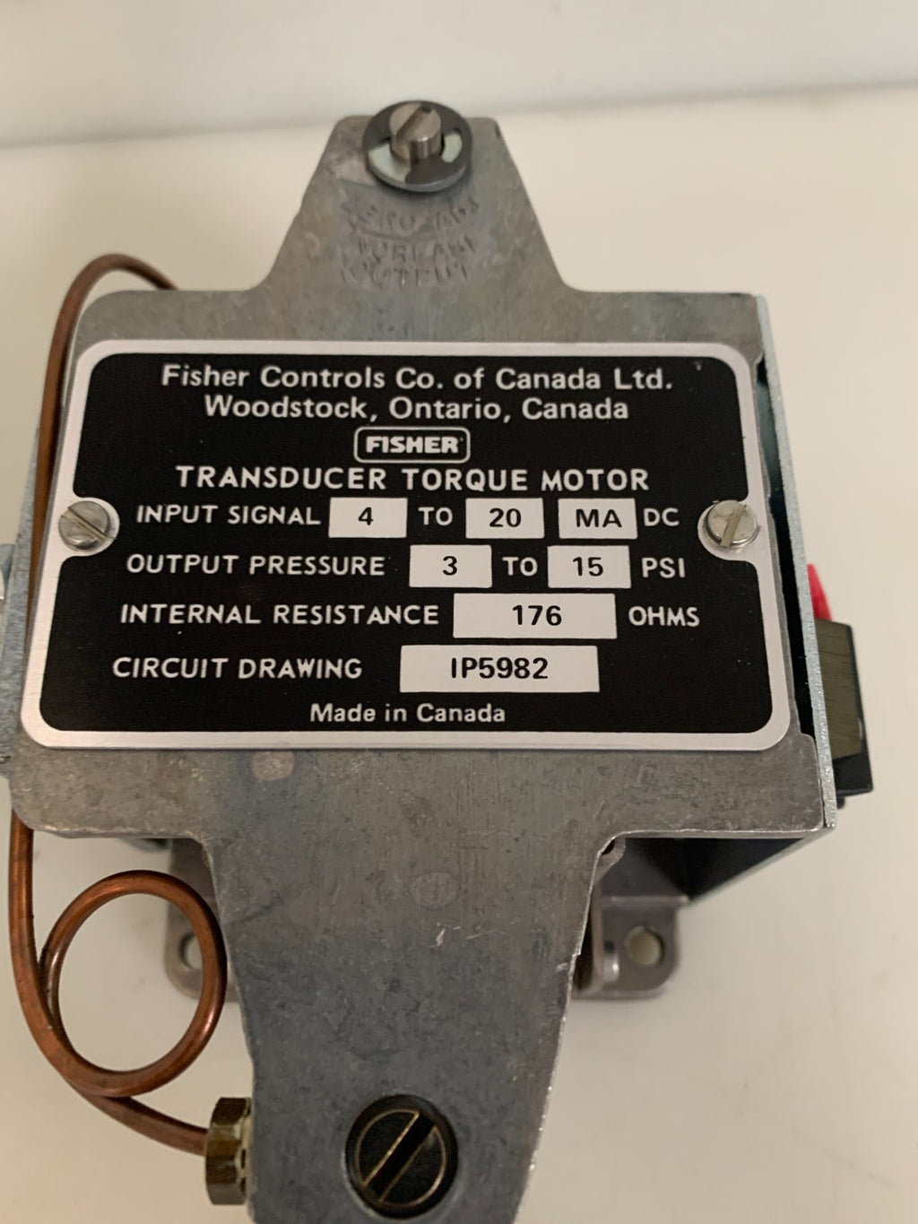 FISHER CONTROLS TRANSDUCER TORQUE MOTOR 1P598200D21