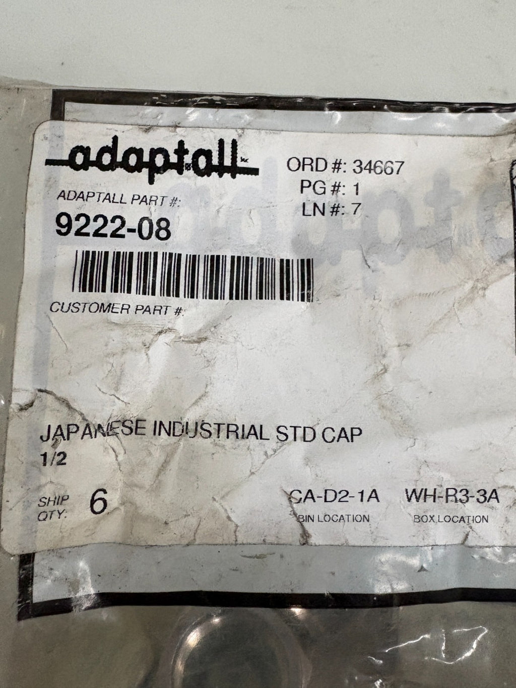 LOT OF 6 ADAPT ALL JAPANESE IND STD 1/2  CAP 9222-082