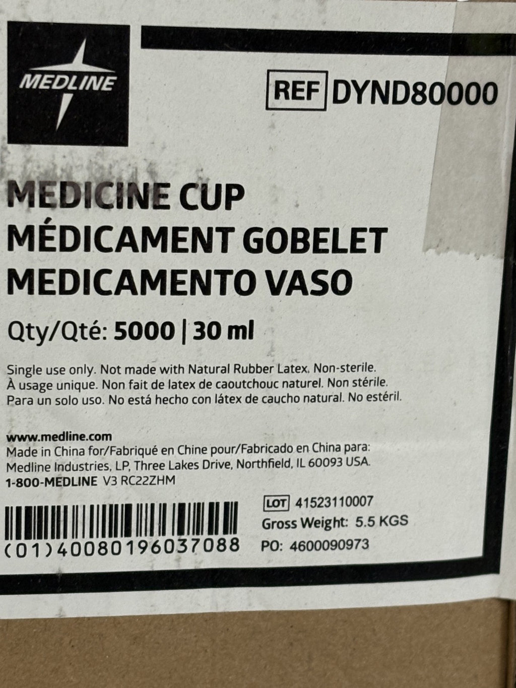 MEDLINE MEDICINE CUP 30 ML 1OZ DYND80000  4500 + IN BOX2