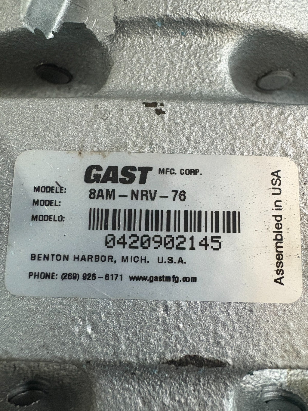 GAST PNEUMATIC MOTOR 8AM-NRV-76