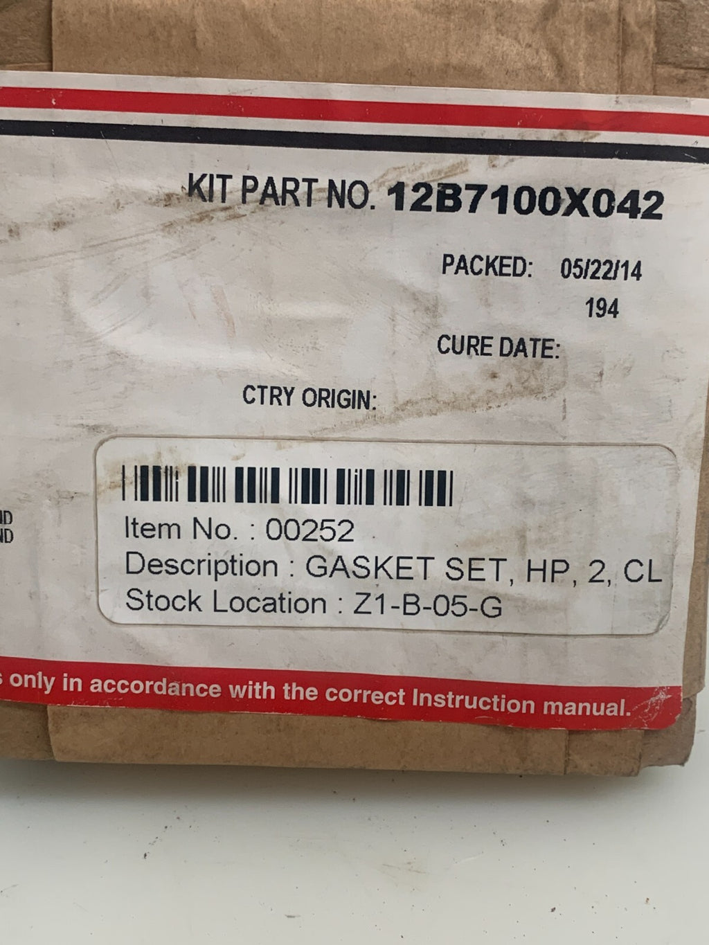 FISHER CONTROLS    Gasket Set   12B7100X0422