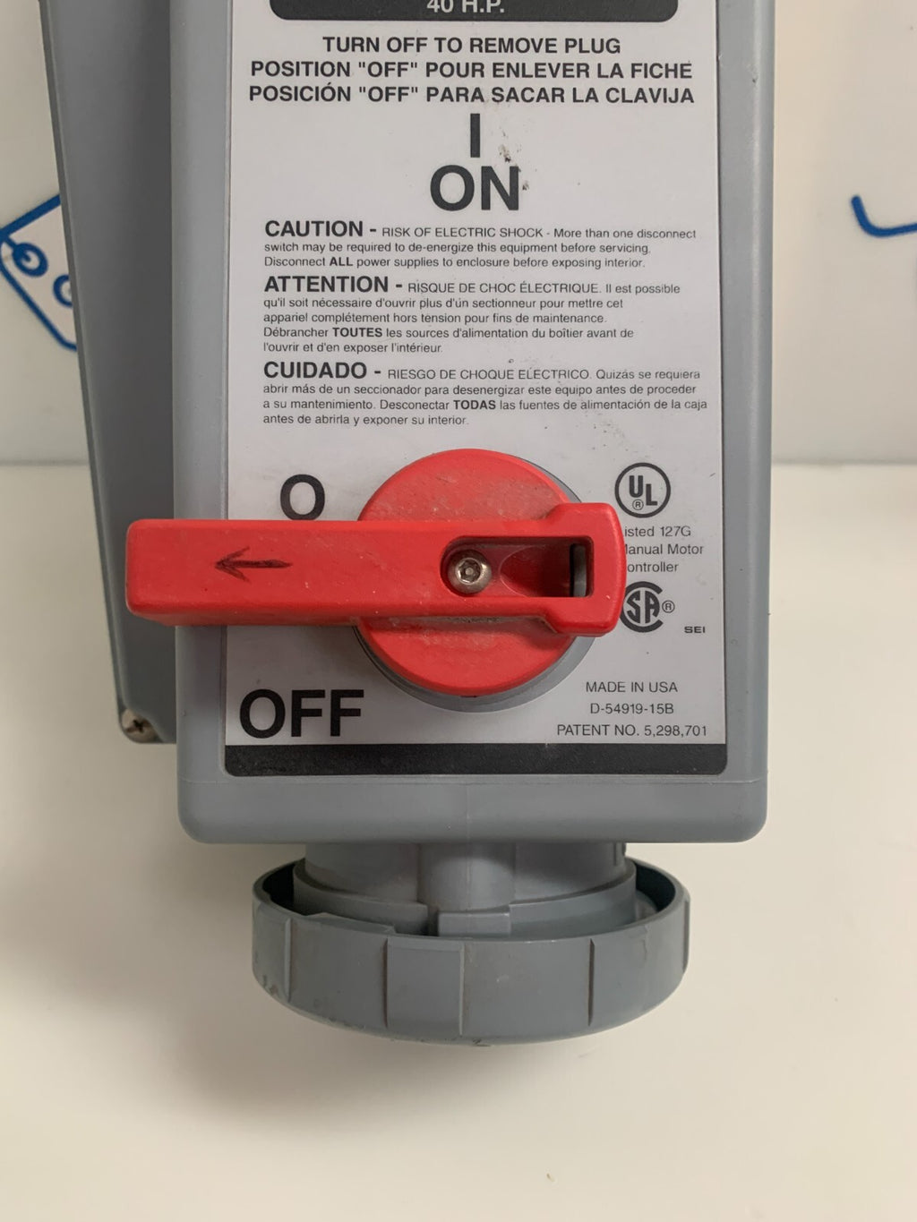 HUBBELL CIRCUIT-LOCK MECHANICAL INTERLOCK 60 AMP 40 HP  HBL460 MI5W