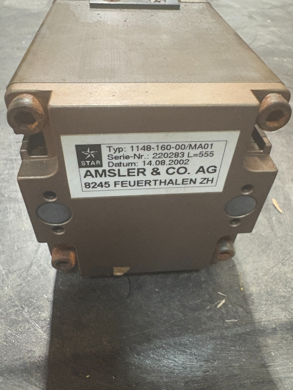 AMSLER & CO. DUAL SHAFT SLIDING ACTUATOR #1148-160-00/MA01