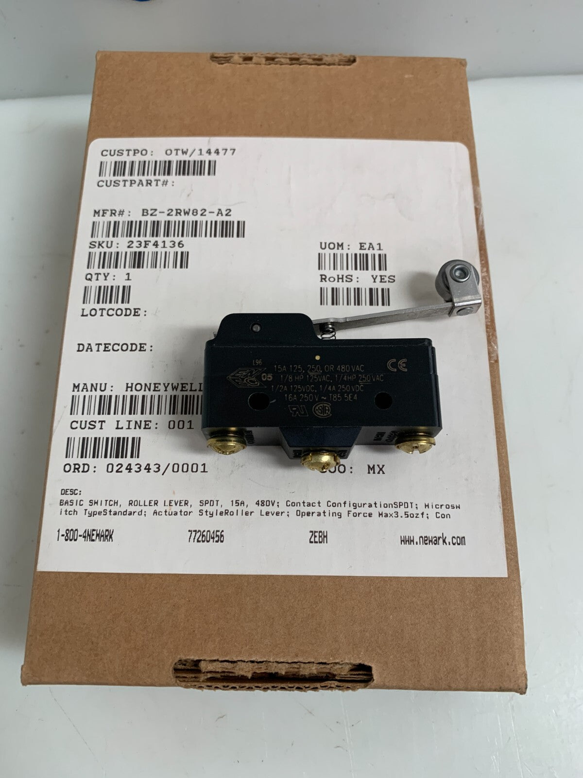 HONEYWELL MICRO SWITCH BZ-2RW82LG