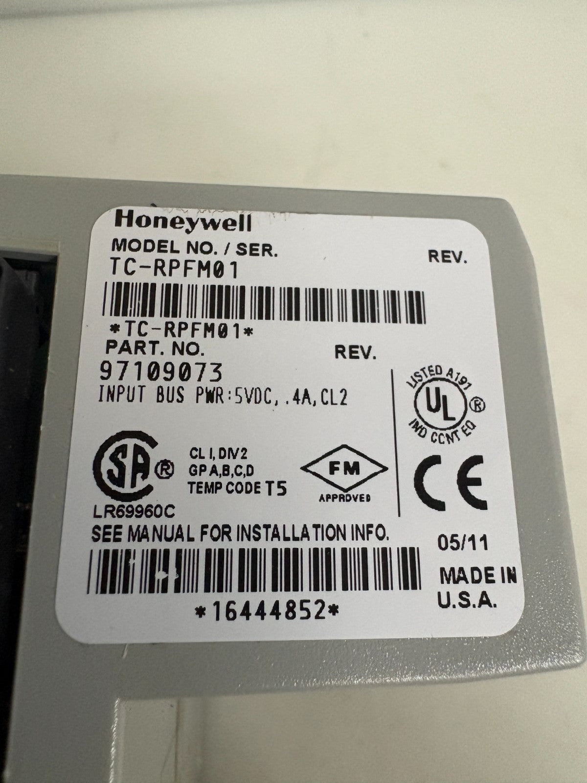 HONEYWELL CONTROLNET FIBER MODULE TC-RPFM01 #97109073