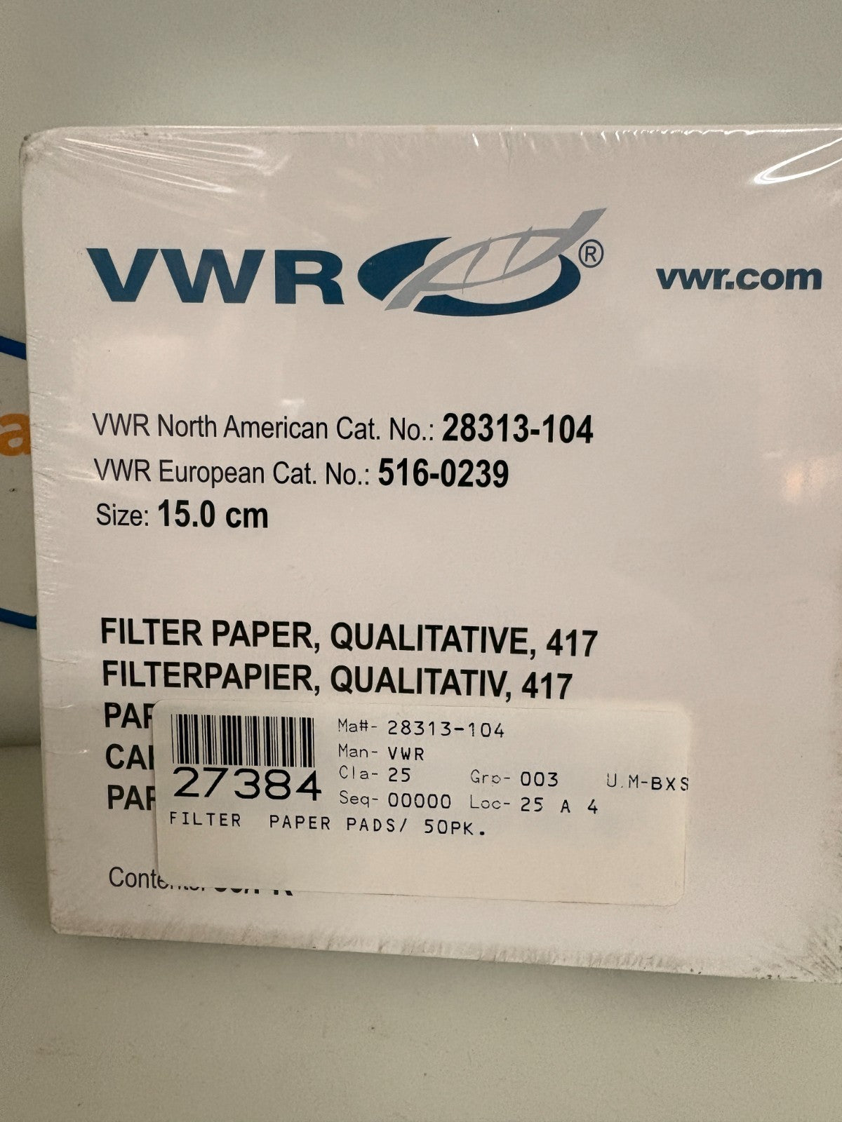LOT OF 5 VWR QUALITATIVE FILTER 50/PK 28313-1041