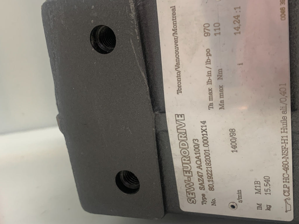 SEW-EURODRIVE SF47 AQH100/3 Gear Drive Speed Reducer