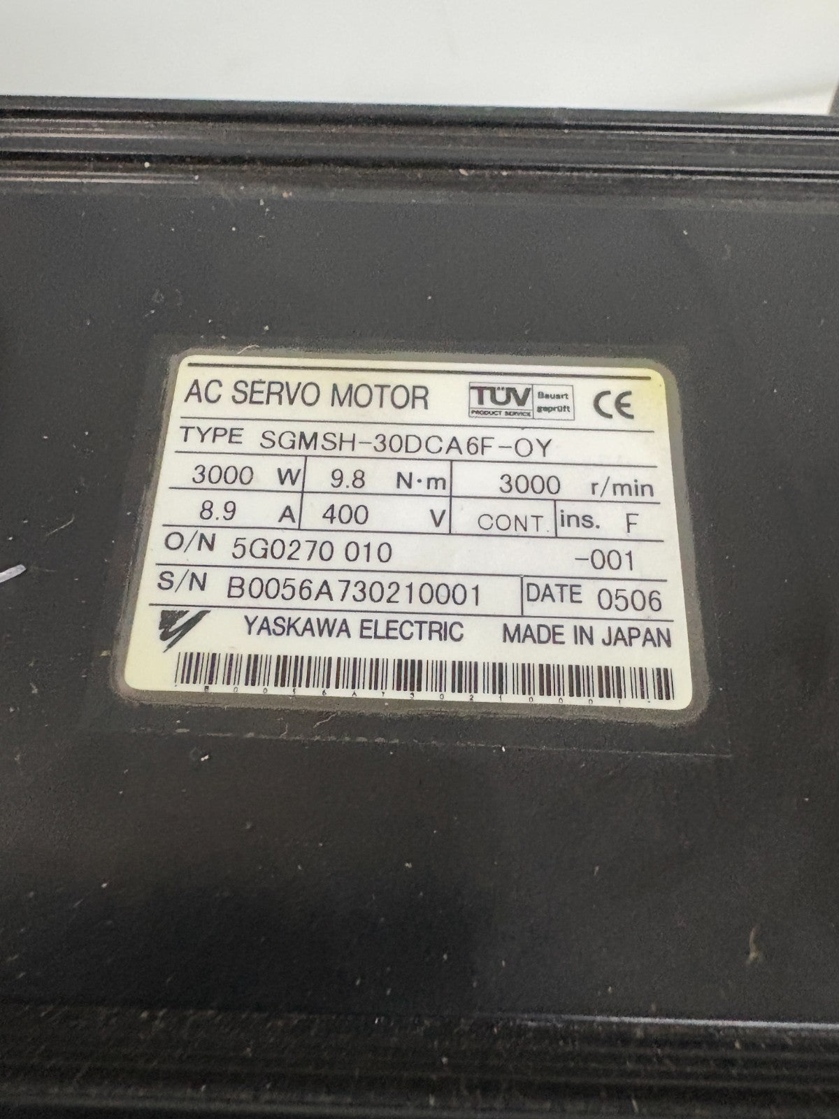 YASKAWA AC SERVO MOTOR SGMSH-30DCA6F-0Y