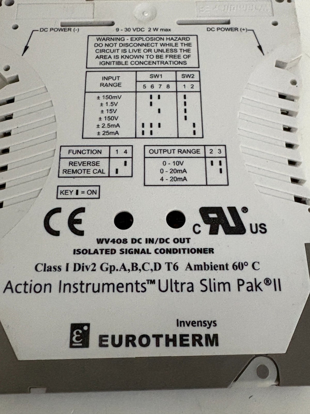 EUROTHERM ULTRA SLIM PAK II ISOLATED SIGNAL CONDITIONER WV4082