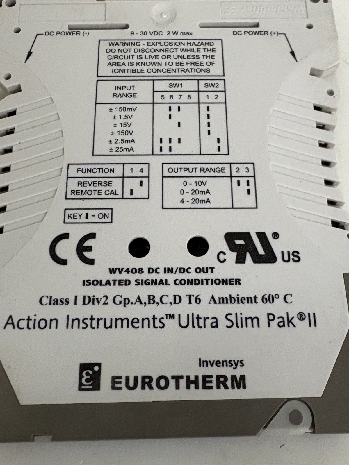 EUROTHERM ULTRA SLIM PAK II ISOLATED SIGNAL CONDITIONER WV4082