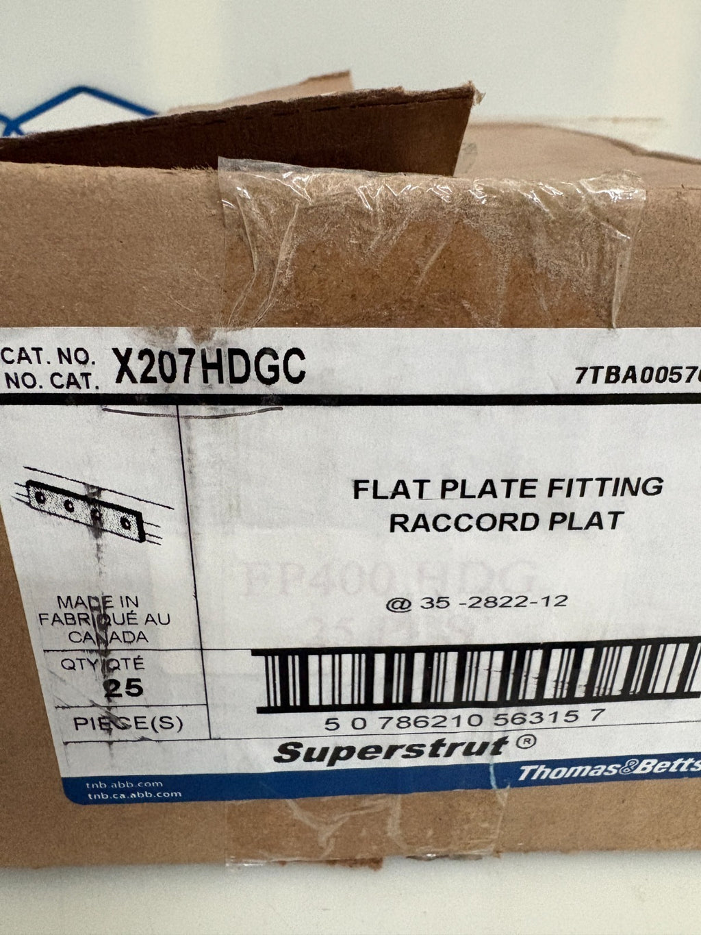 ABB THOMAS & BETTS SUPERSTRUT FLAT PLATE FITTING X207HDGC BOX OF 252
