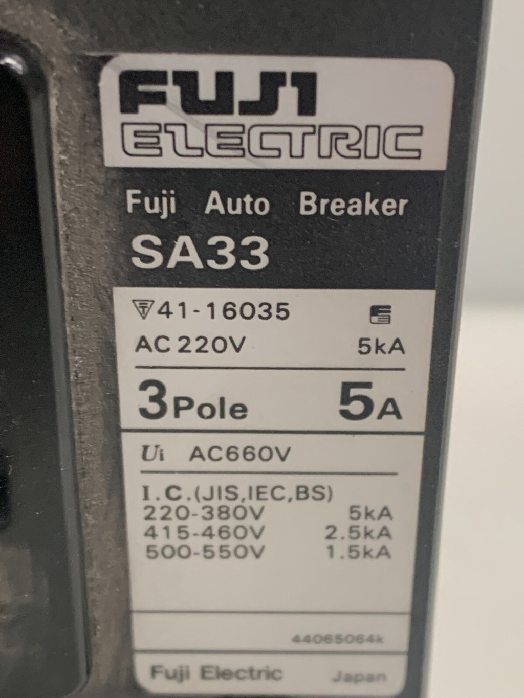 FUJI ELECTRIC 5 AMP AUTOBREAKER SA33 41-16035