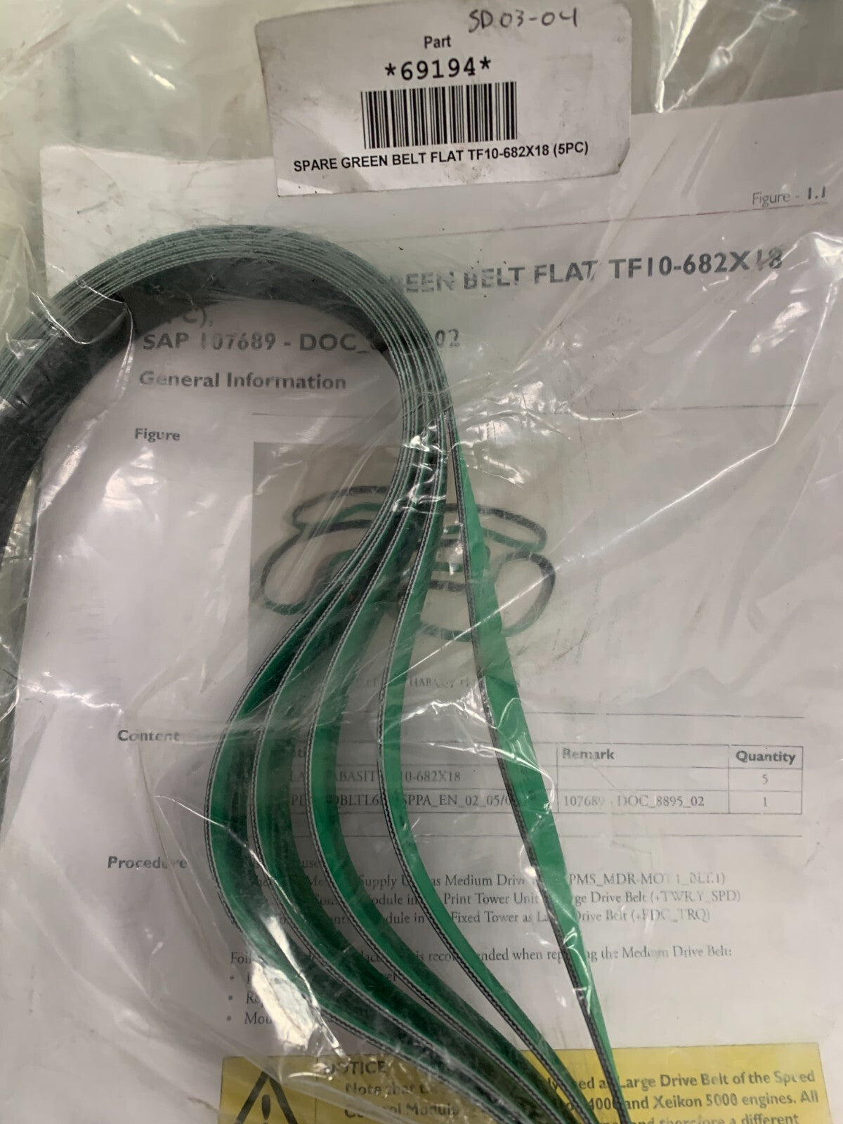 XEIKON TF10-662X18 GREEN FLAT BELT #69194 5 PER BAG