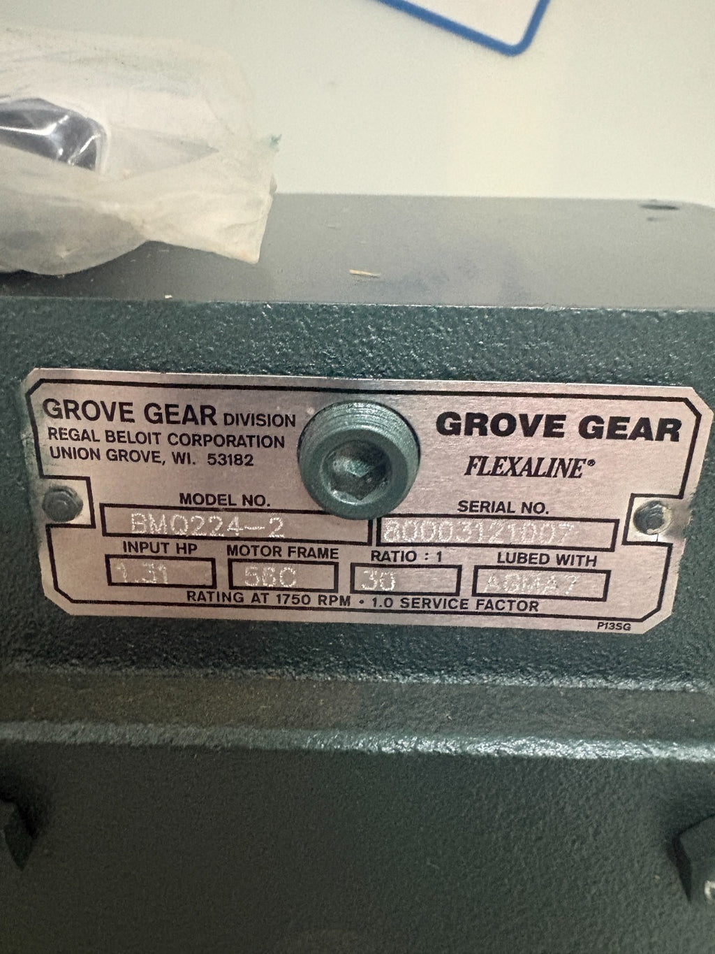 GROVE GEAR FLEXALINE GEARBOX WARM GEAR BM0224-21