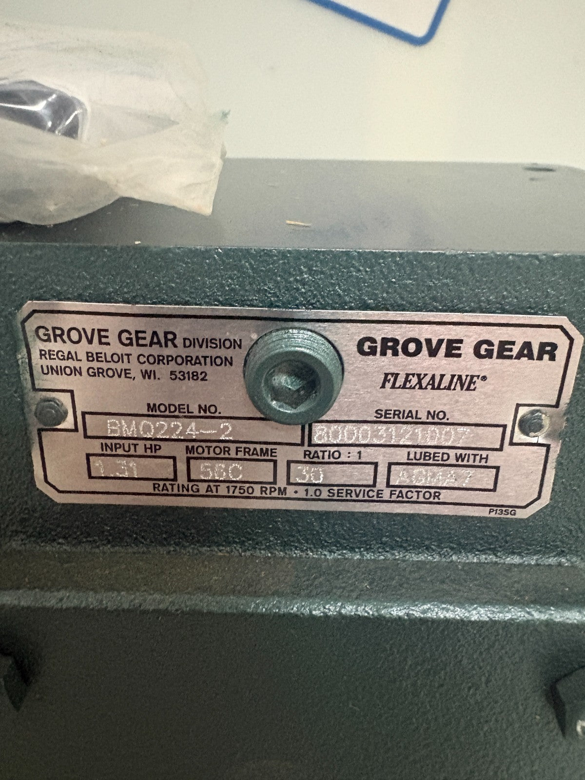 GROVE GEAR FLEXALINE GEARBOX WARM GEAR BM0224-21