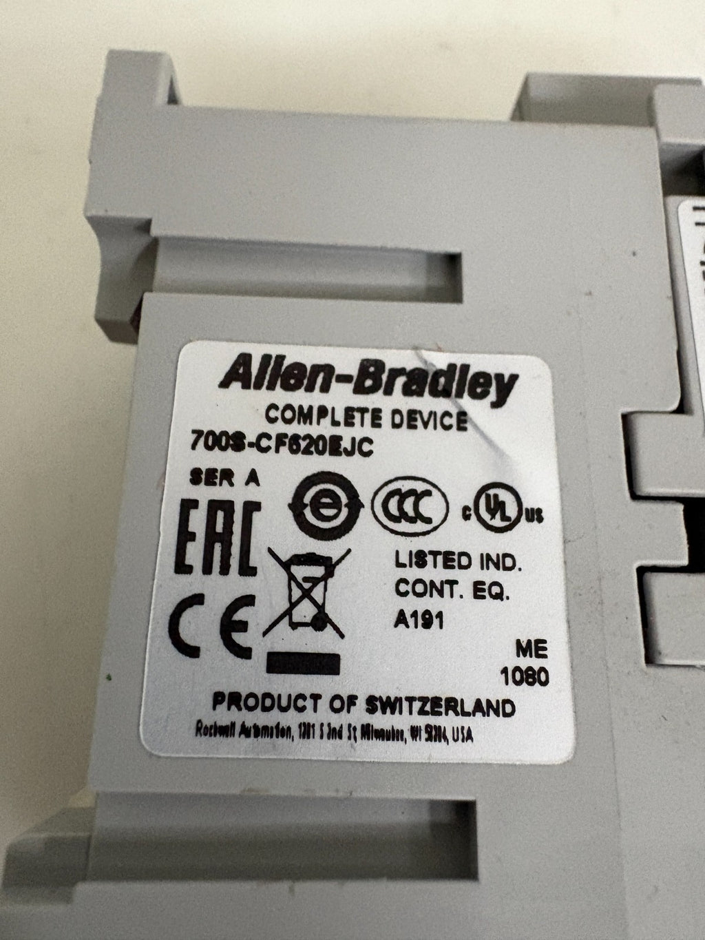 ALLEN BRADLEY CONTROL RELAY 700S-CF620EJC
