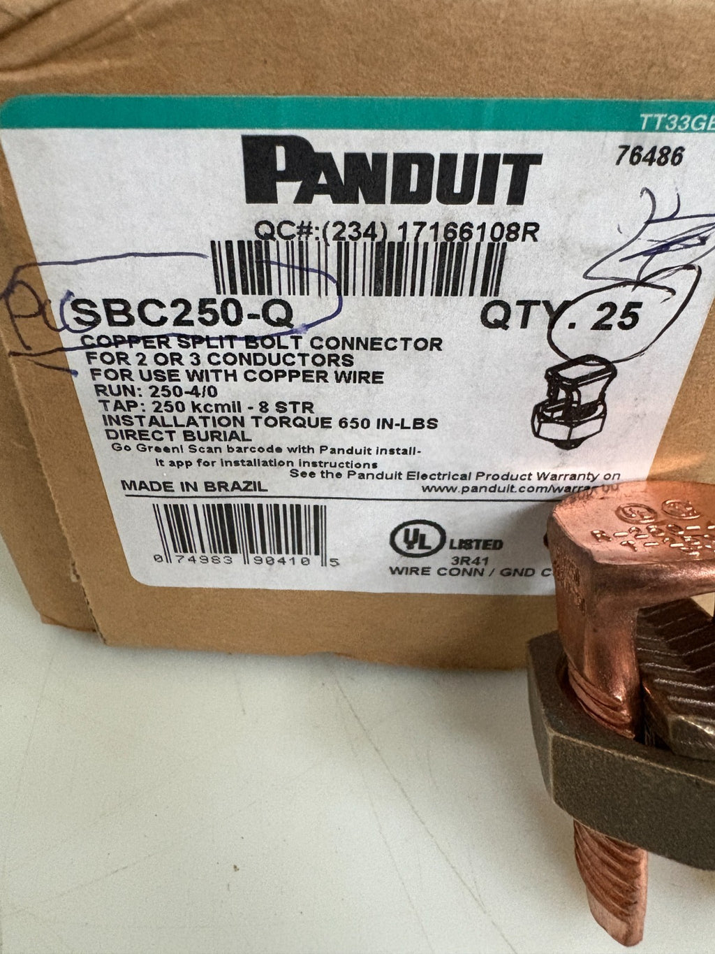 PANDUIT COOPER SPLIT CONNECTOR SBC SERIES 25 PER BOX2