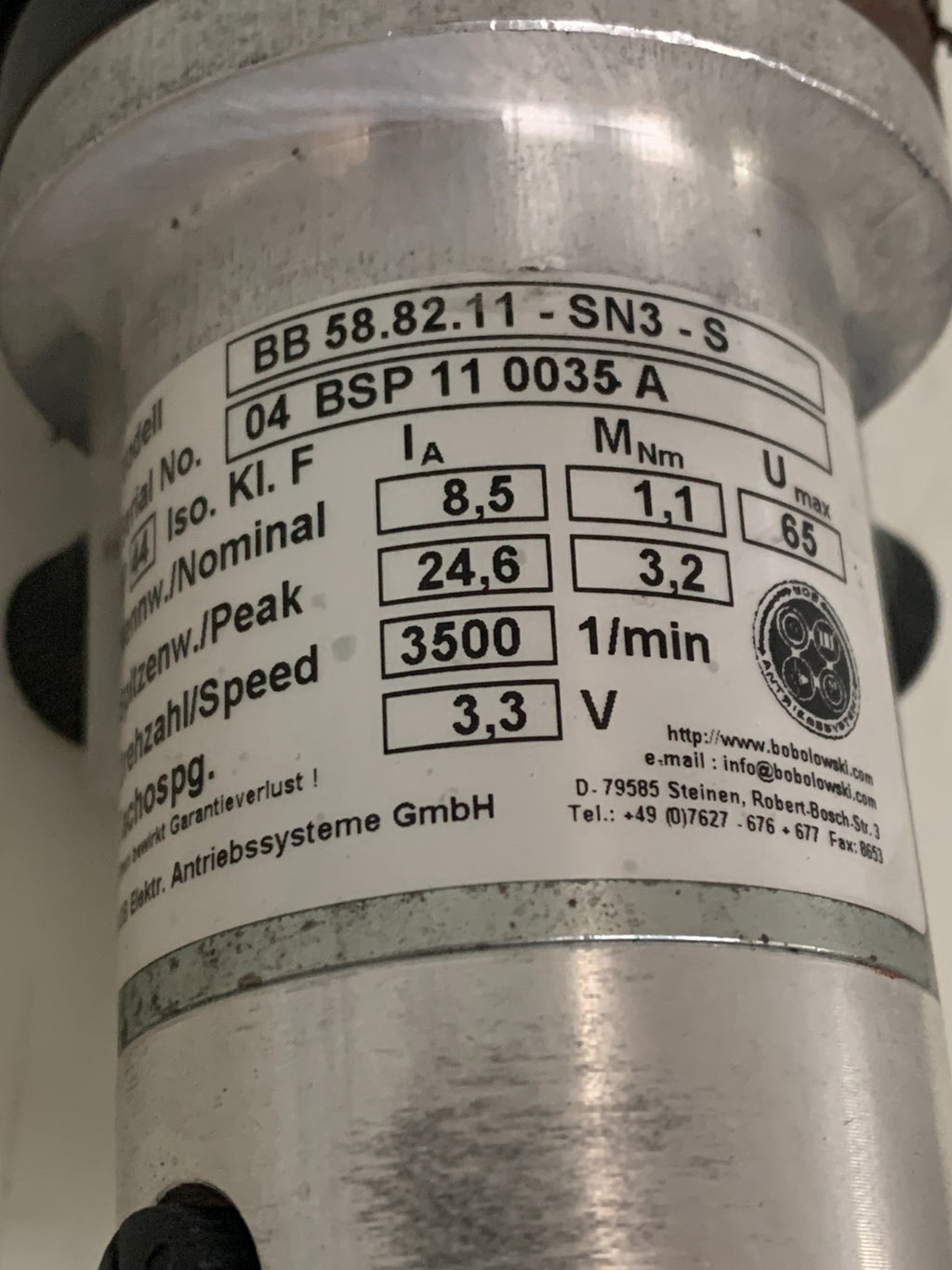 BOB ELEKTRONIK SERVO MOTOR ENCODER SIEMENS 00318553-04 BB 58.82.11-SN3-S