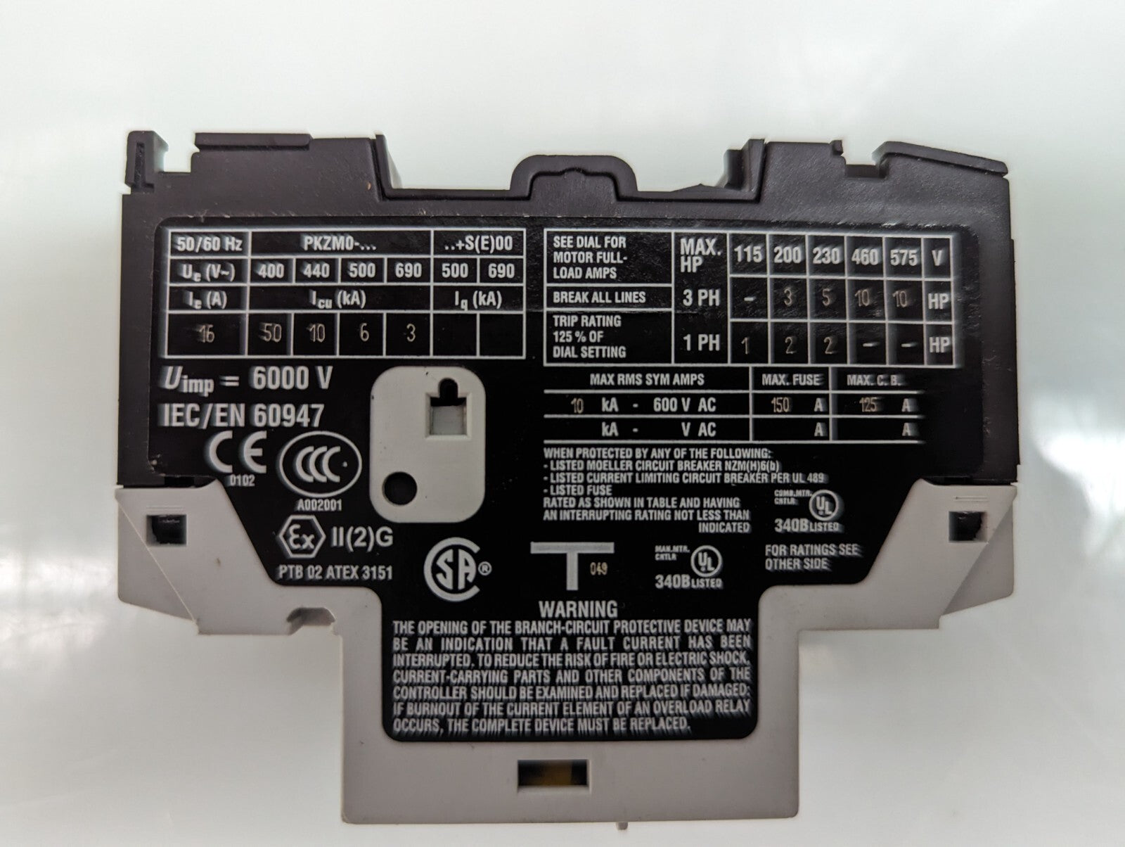 Moeller PKZM0-16 Motor Protection Circuit Breaker