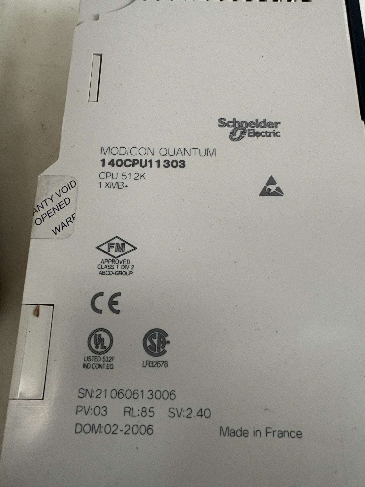 SCHNEIDER MODICOM QUANTUM CPU 51.2K PLC PROCESSOR 140CPU11303