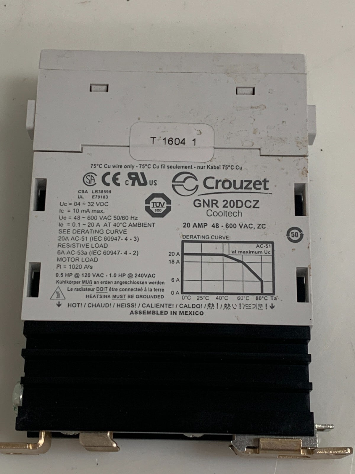 CROUZET 20 AMP RELAY 48-600V #GNR20DCZ3