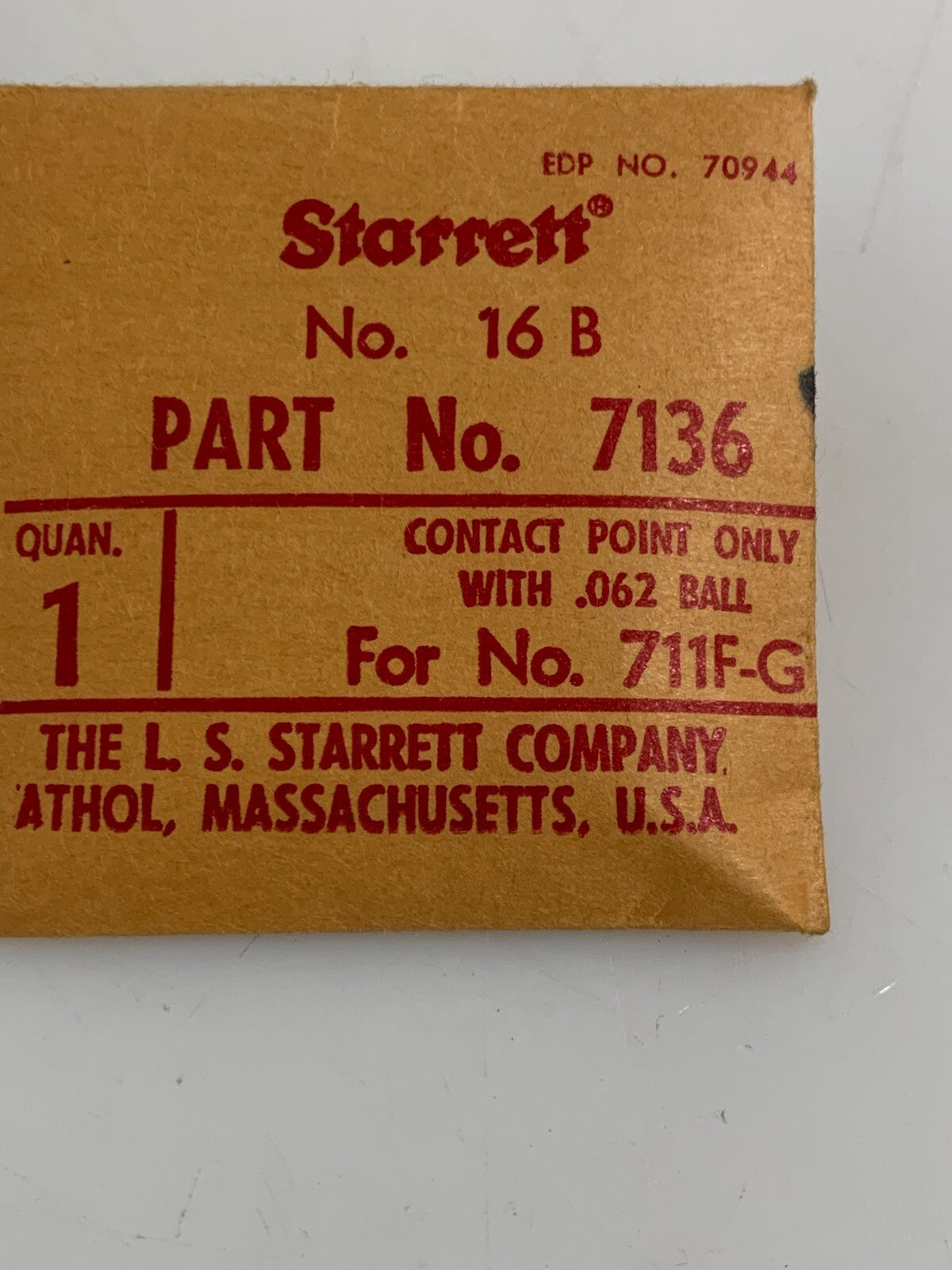 Box of 6 Starrett 7087 #16 Contact Point 711F/G-16