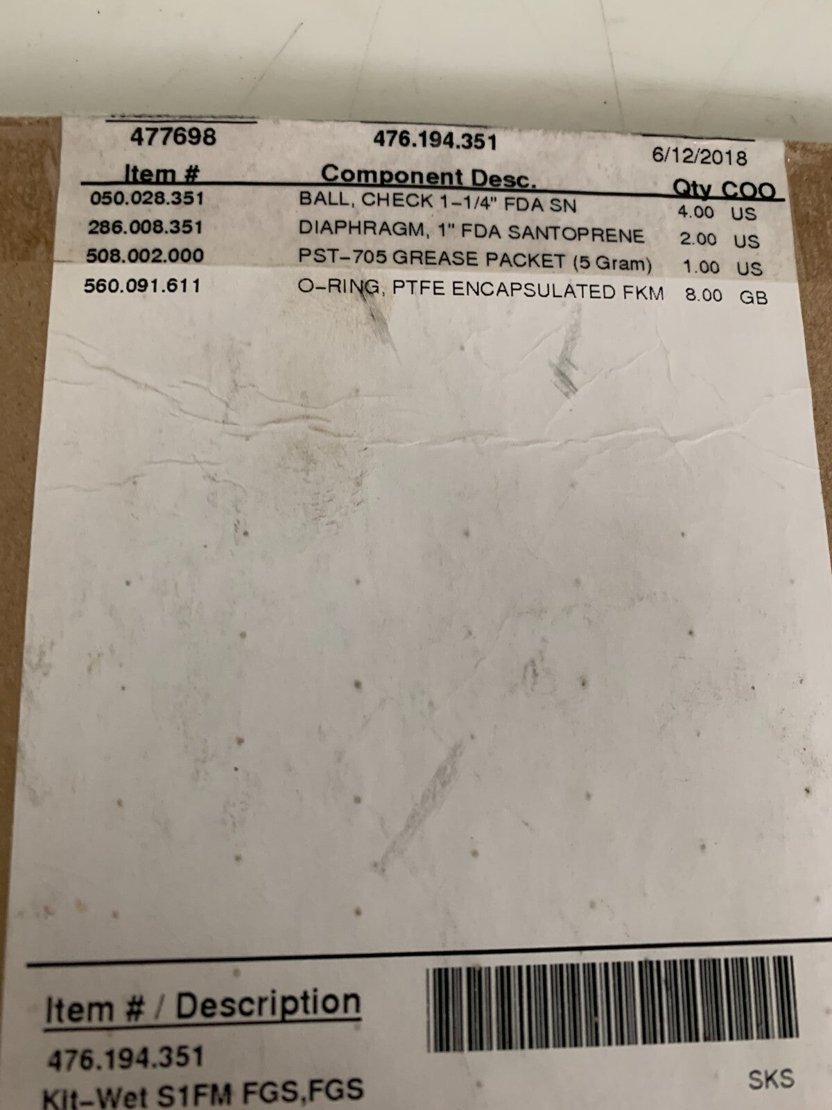 GENUINE SANDPIPER WET SIDE KIT 476.194.351