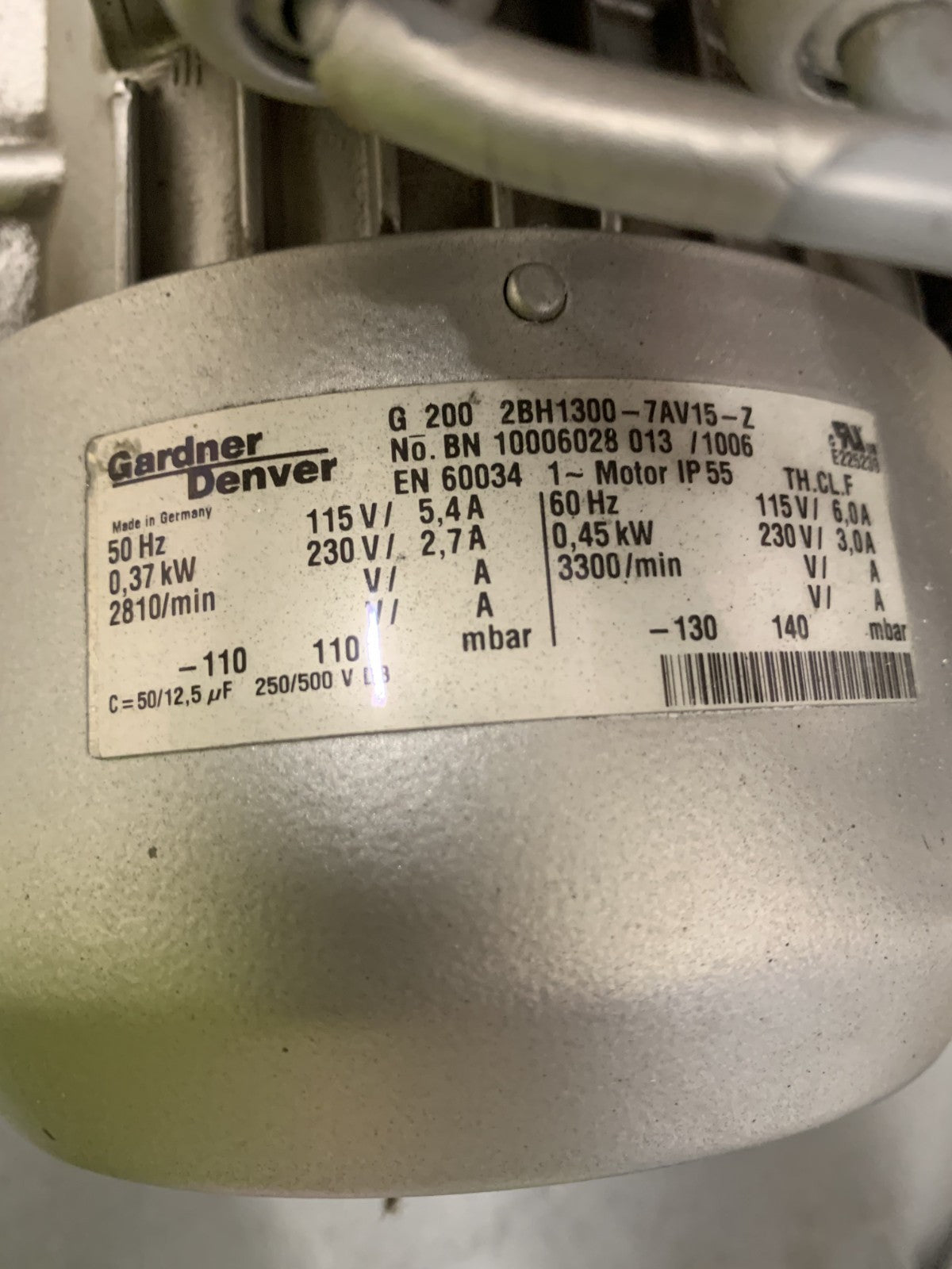 GARDNER DENVER SIEMENS BLOWER G 200 2BH1300-7AV15-Z1