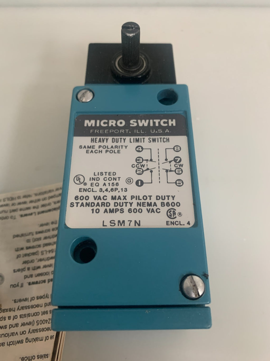 HONEYWELL H DUTY LIMIT SWITCH LSM7N