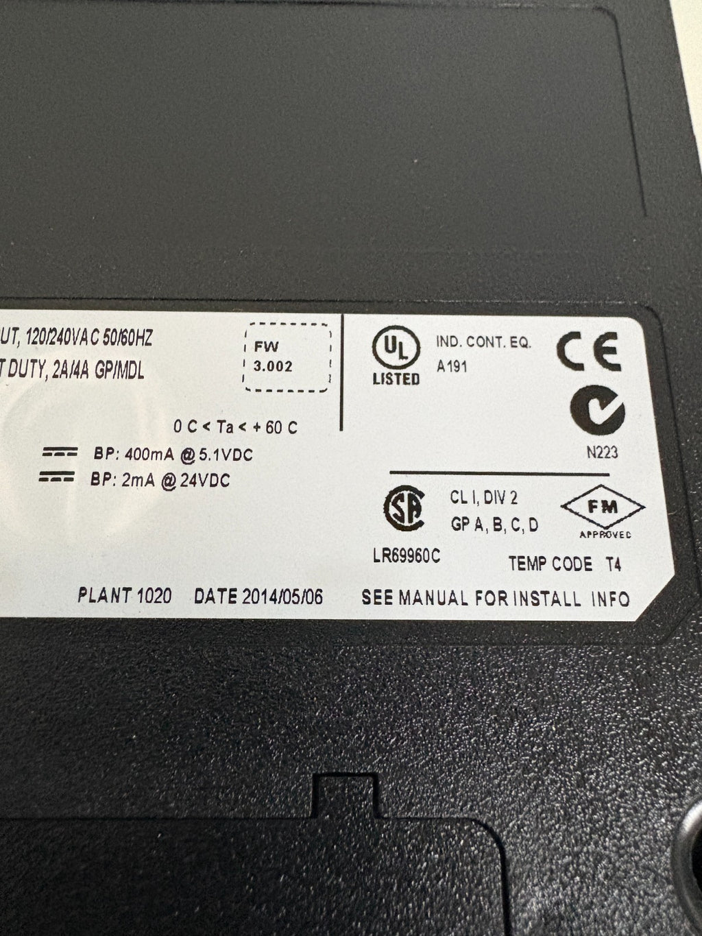 HONEYWELL AC OUTPUT PILOT DUTY TC-0DA161 A