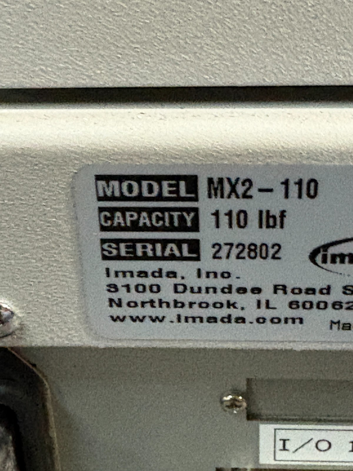 IMADA VERTICAL HIGH PERFORMANCE MOTORIZED TENSILE PULL FORCE TEST MX2-1103