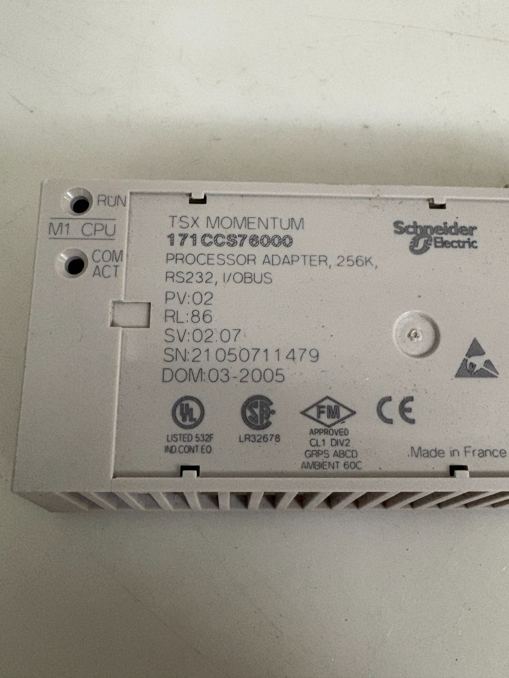 SCHNEIDER TSX MOMENTUM PROCESSOR ADAPTER 256K 171CCS76000
