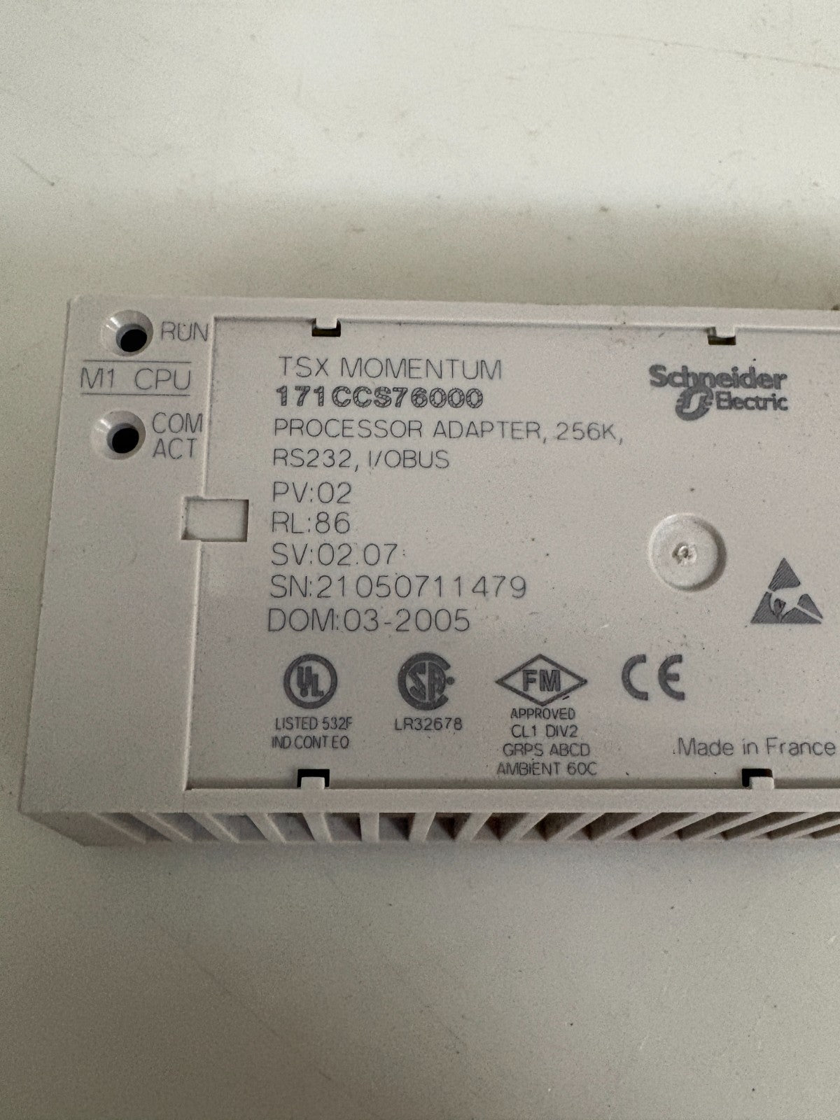 SCHNEIDER TSX MOMENTUM PROCESSOR ADAPTER 256K 171CCS76000