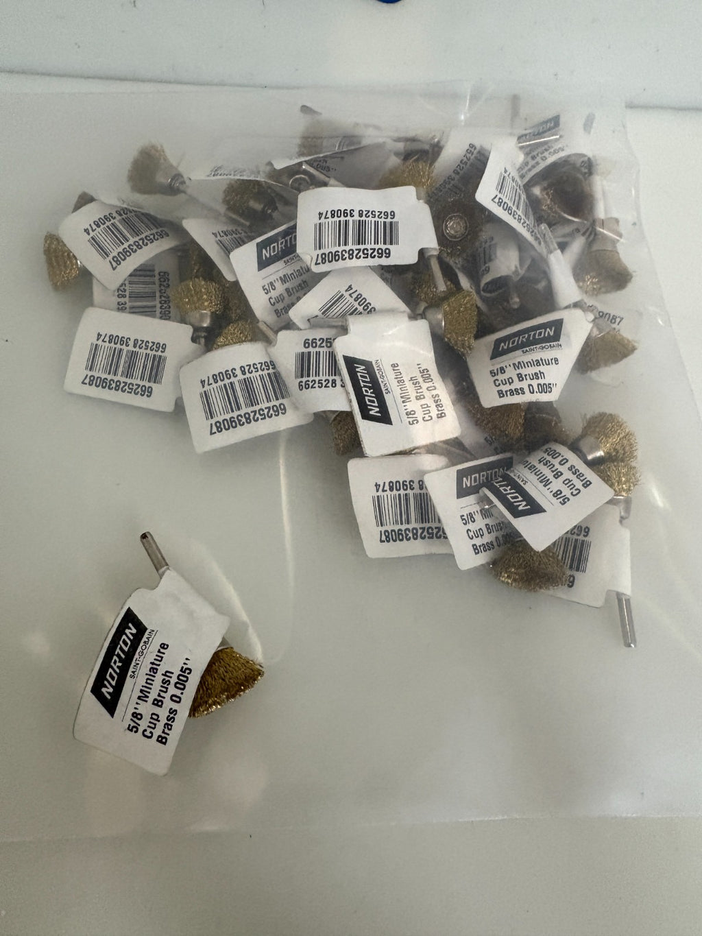 LOT OF 40 NORTON MINIATURE BRASS CUP BRUSH 5/8" 0.005"3