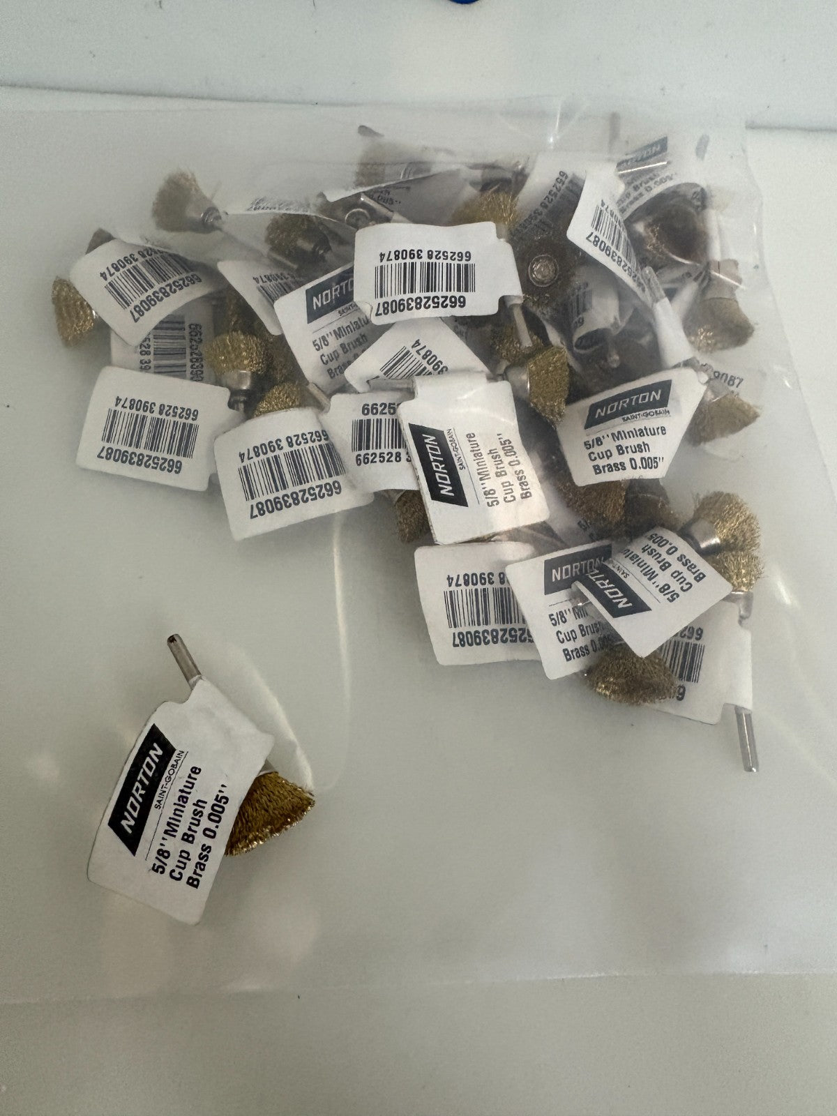 LOT OF 40 NORTON MINIATURE BRASS CUP BRUSH 5/8" 0.005"3