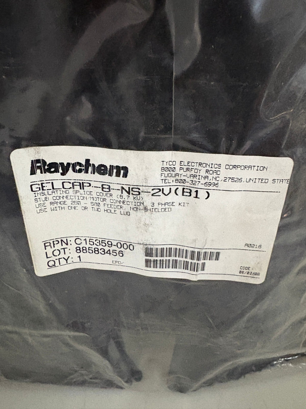 RAYCHEM MOTOR STUB KIT INSULATING SPLICE COVER GEL CAP-8-NS-2V (B1)4