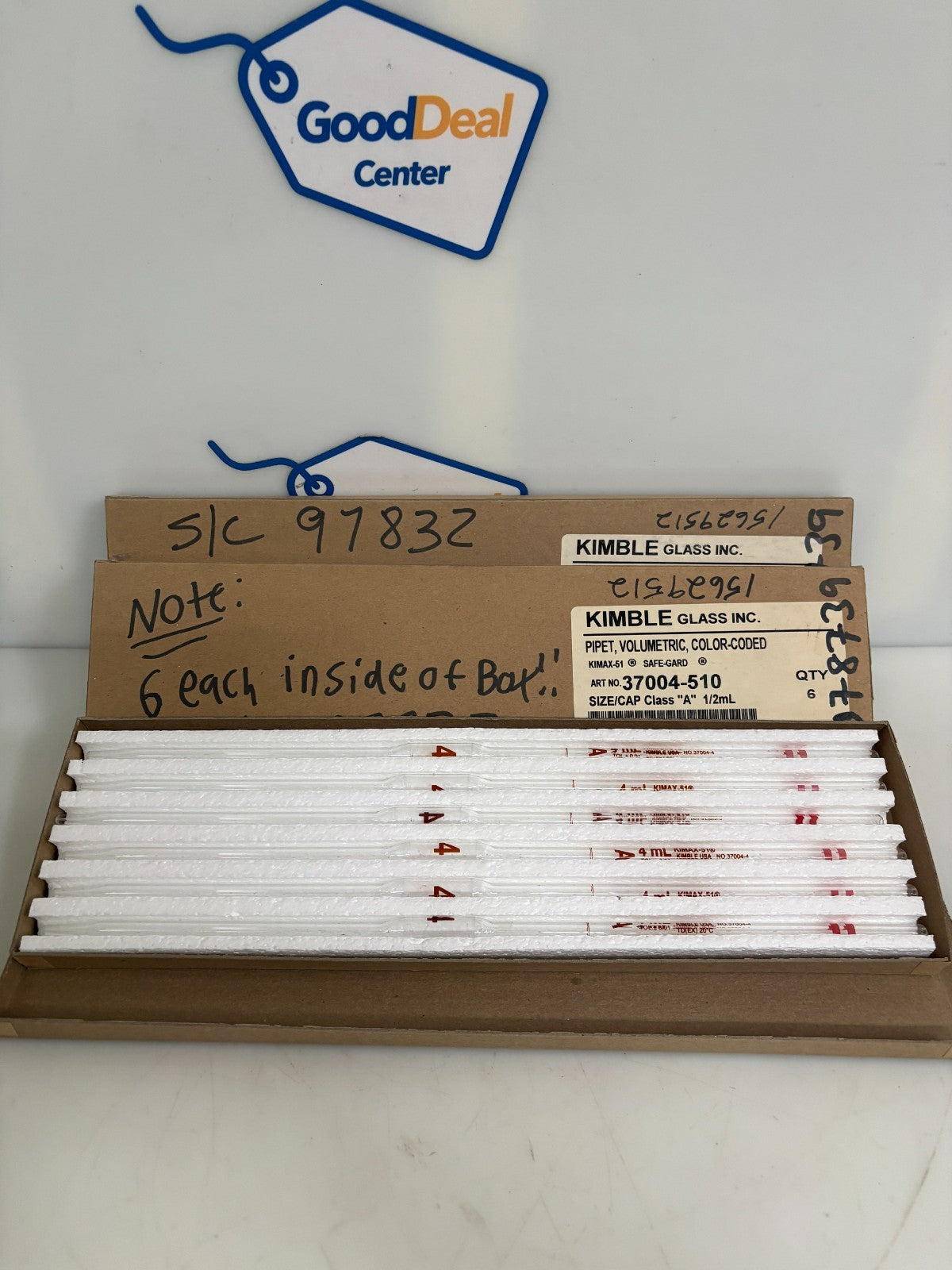 LOT OF 3 KIMBLE GLASS KIMAX 51 VOLUMETRIC PIPET 1/2 ML 37004-510
