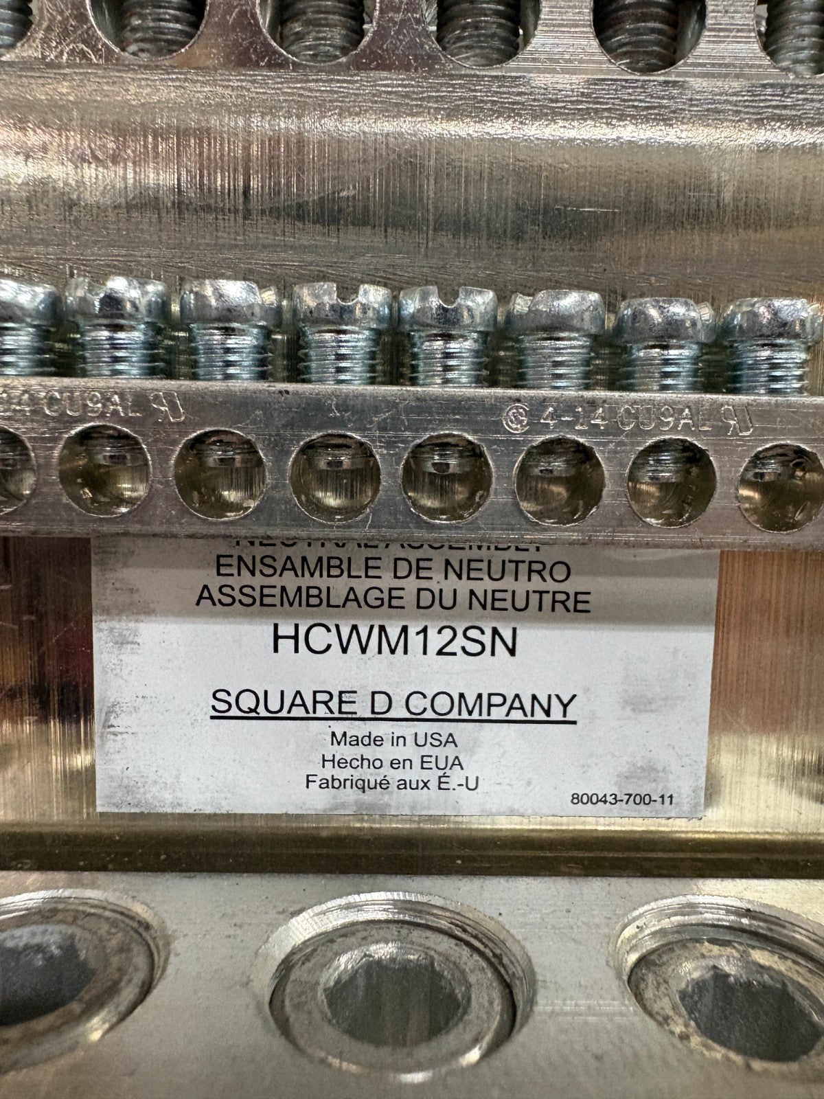 SCHNEIDER SQUARE D NEUTRAL ASSY HCWM12SN W/ACCS2