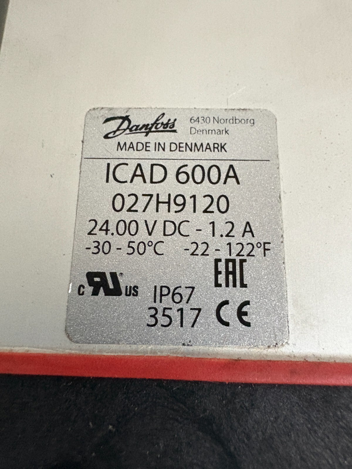 DANFOSS VALVE ACTUATOR ICAD 600A 027H 91202