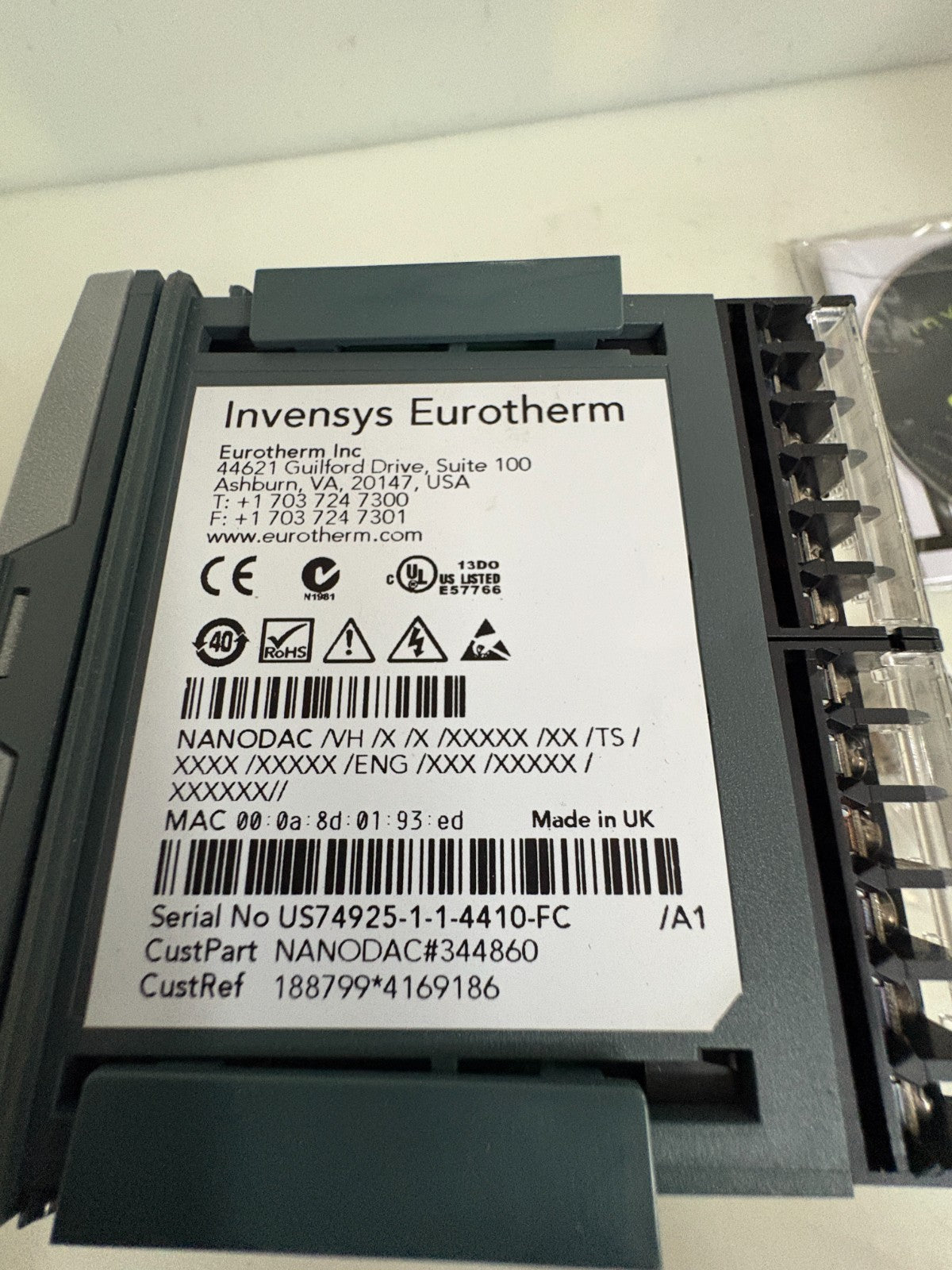 INVENSYS EUROTHERM RECORDER/CONTROLLER NANODAC/VH/X/X