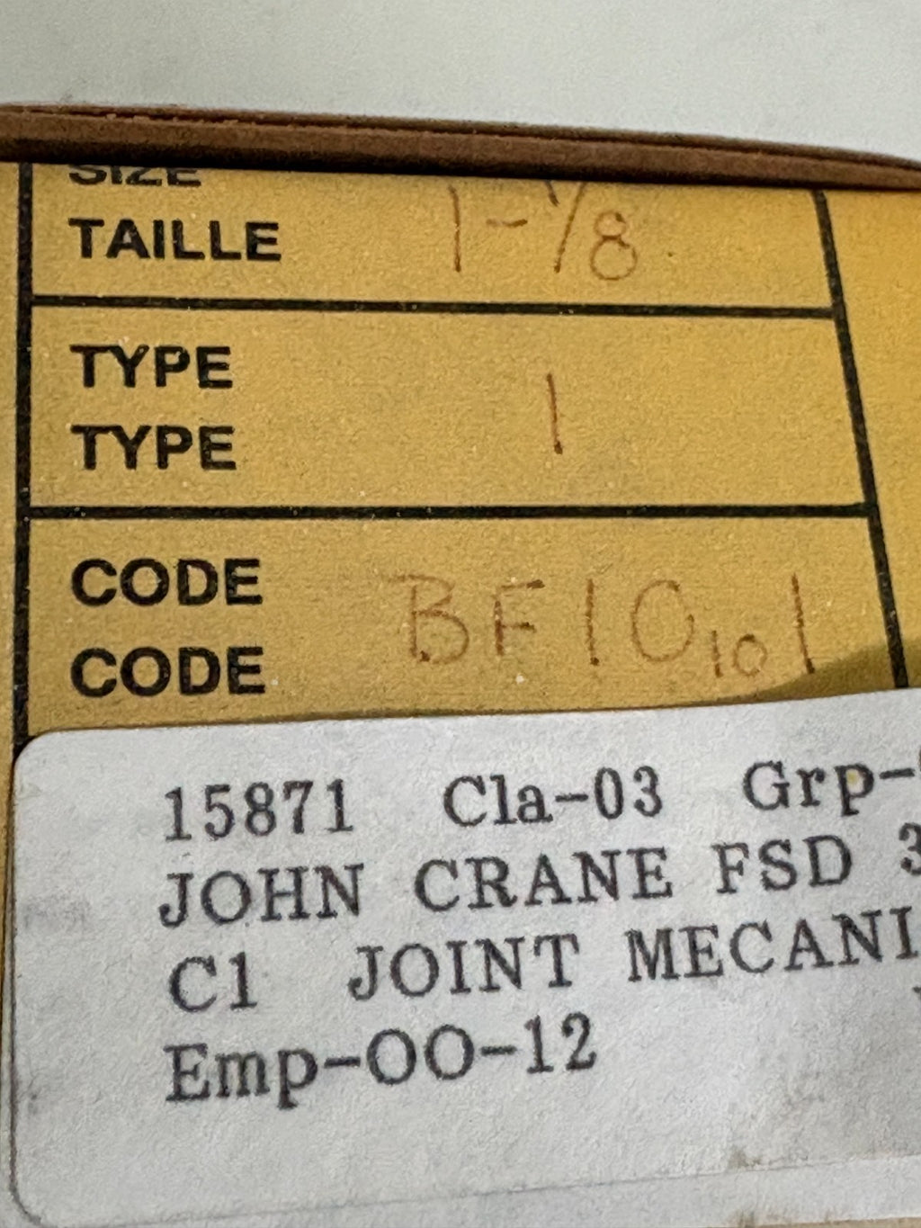 JOHN CRANE MECHANICAL JOINT FSD 3000 1-1/8 TYPE 1