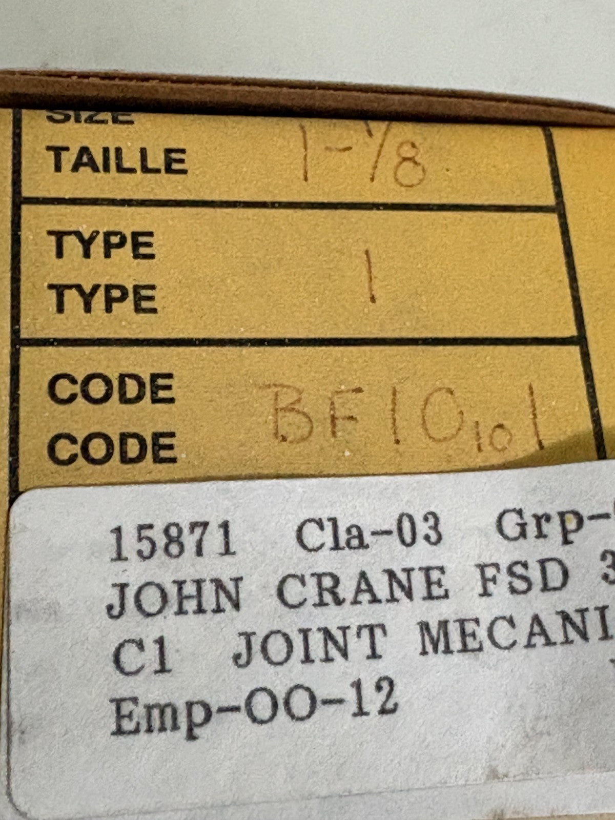 JOHN CRANE MECHANICAL JOINT FSD 3000 1-1/8 TYPE 1