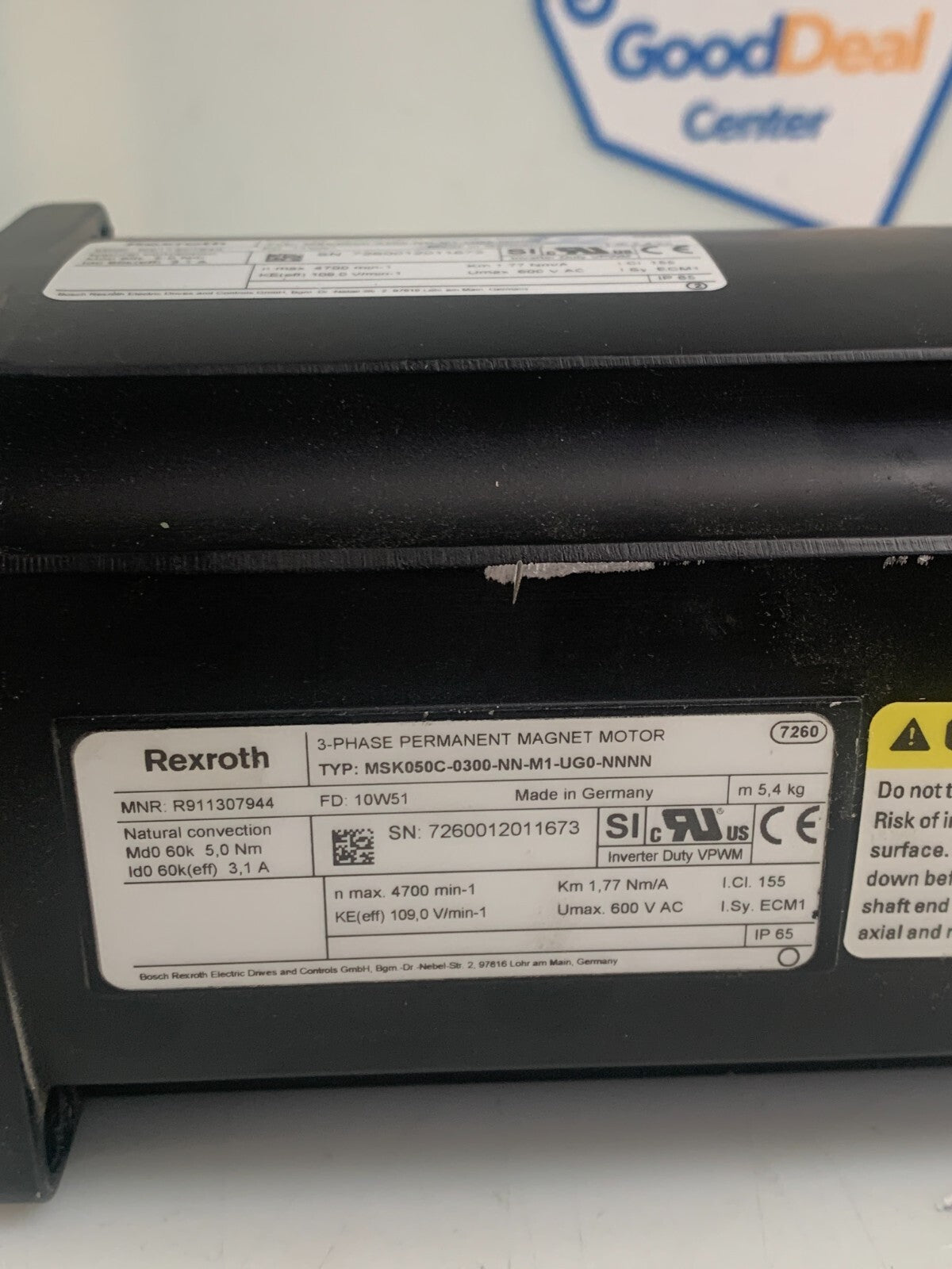 REXROTH 3-PHASE PERMANENT MAGNETIC MOTOR MSK050C-0300-NN-M1-UG0-NNNN2