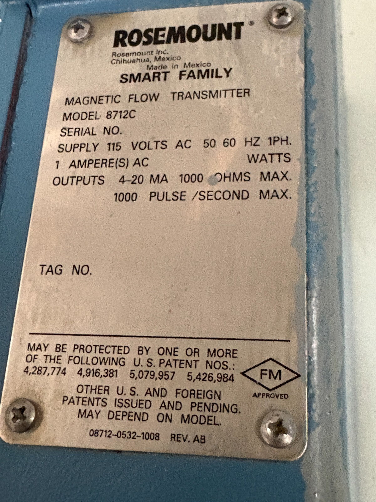 ROSEMOUNT SMART FAMILY MAGNETIC FLOW TRANSMITTER 8712C R12N52