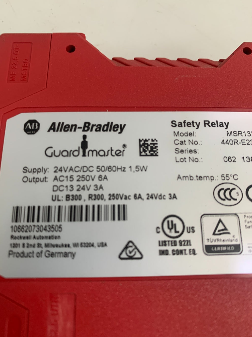 ALLEN BRADLEY GUARD MASTER SAFETY RELAY MSR 132 EP 44OR-E230973