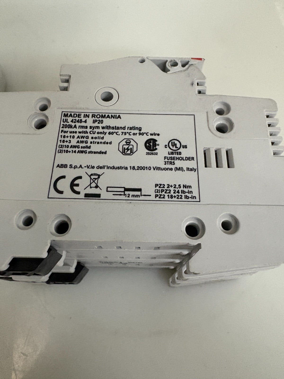 LOT OF 3 ABB FUSE HOLDER W/FUSES E 93/30 CC