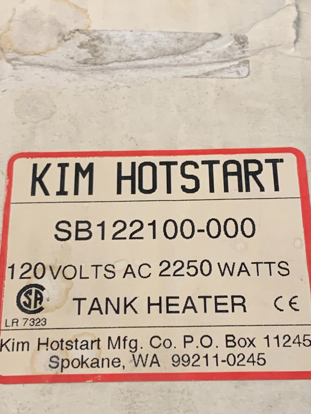 KIM HOTSTART TANK HEATER SB122100-000
